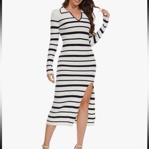 Knitted Long Sleeve Midi Dress